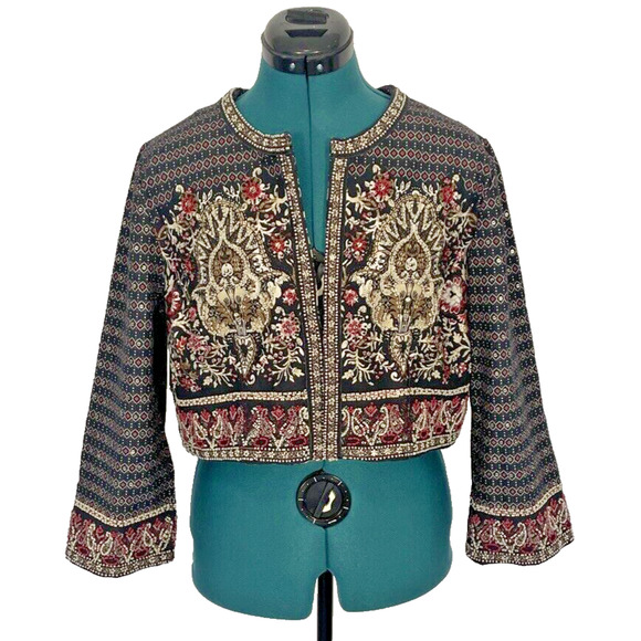 NWT $140 Soft Surroundings Mandala Beaded Sequin Embellished Bolero Jacket‎ M - Picture 1 of 10